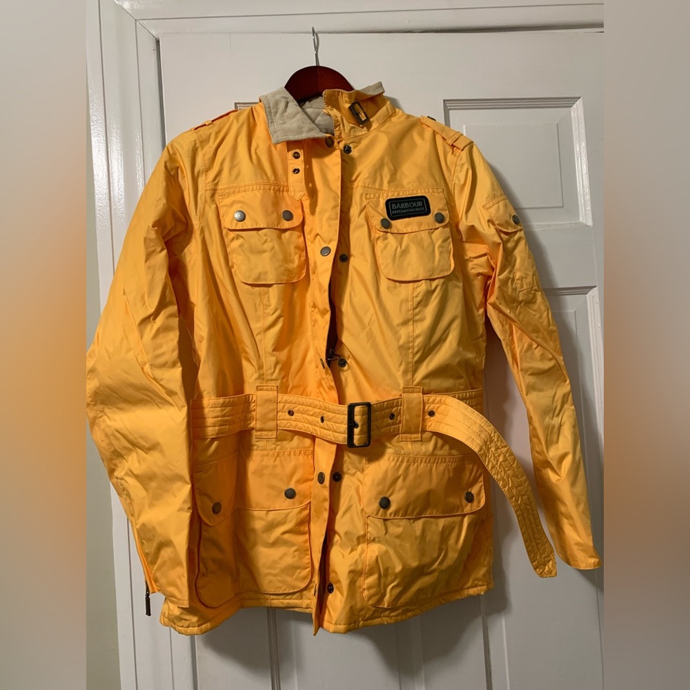 Barbour International nwt new waterproof breathable soft gold jacket UK 16 US 12